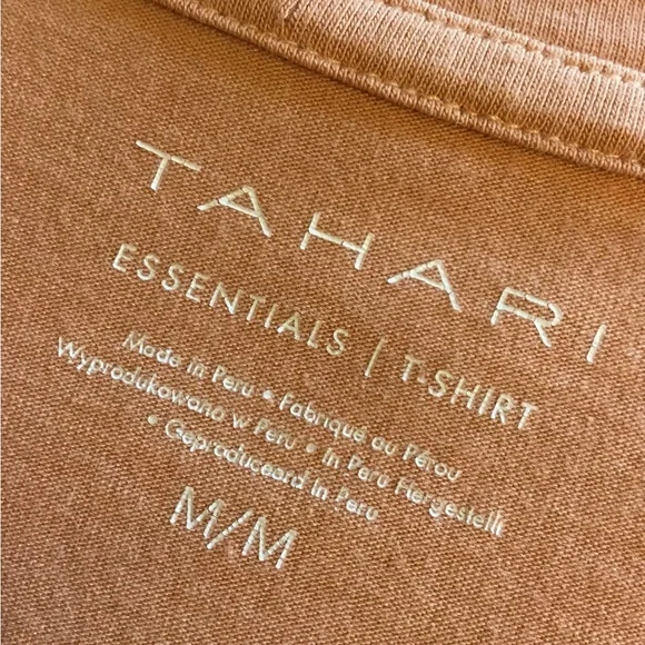 Tahari Essentials T-Shirt medium. Peach, coral,orange, short sleeve, V-neck. - Picture 3 of 6